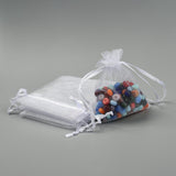 100 pc Rectangle Organza Bags, White, 10x8cm