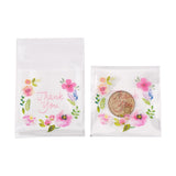 1 Bag Rectangle OPP Self-Adhesive Bags, with Word Thank You and Flower Pattern, for Baking Packing Bags, Colorful, 10x7x0.02cm, about 100pcs/bag
