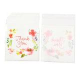 1 Bag Rectangle OPP Self-Adhesive Bags, with Word Thank You and Flower Pattern, for Baking Packing Bags, Colorful, 17.4x14x0.02cm, 100pcs/bag