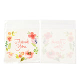 1 Bag Rectangle OPP Self-Adhesive Bags, with Word Thank You and Flower Pattern, for Baking Packing Bags, Colorful, 14x10x0.02cm, 100pcs/bag