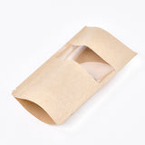 10 pc Resealable Kraft Paper Bags, Resealable Bags, Small Kraft Paper Stand up Pouch, with Window, Navajo White, 20x12cm