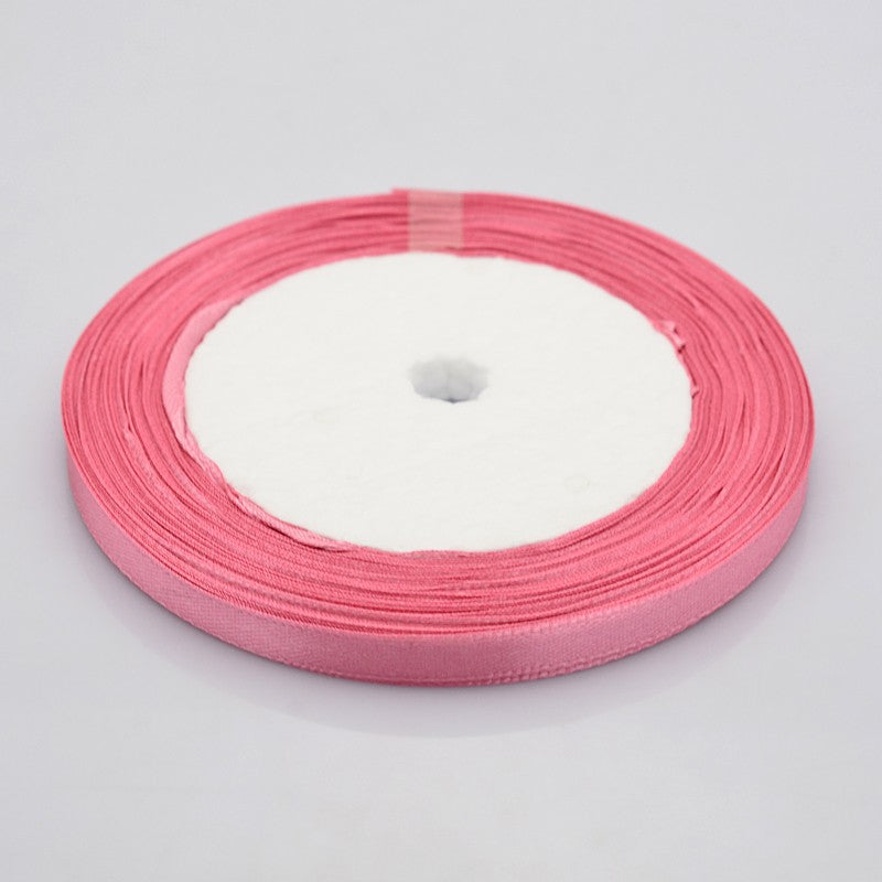 1 Group Single Face Satin Ribbon, Polyester Ribbon, Hot Pink, 1 inch(25mm) wide, 25yards/roll(22.86m/roll), 5rolls/group, 125yards/group(114.3m/group)