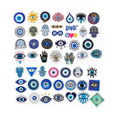 Craspire 50Pcs Evil Eye Theme Paper Stickers Sets, Adhesive Decals for DIY Scrapbooking, Photo Album Decoration, Mixed Color, 27~72x39~72x0.2mm