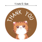 Craspire Thank You Stickers Roll, Adhesive Paper Tape, Round Stickers, for Card-Making, Scrapbooking, Diary, Planner, Envelope & Notebooks, Cat Pattern, 1 inch(25mm), 500pcs/roll