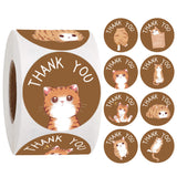 Craspire Thank You Stickers Roll, Adhesive Paper Tape, Round Stickers, for Card-Making, Scrapbooking, Diary, Planner, Envelope & Notebooks, Cat Pattern, 1 inch(25mm), 500pcs/roll