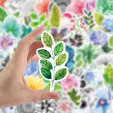 Craspire 50Pcs Waterproof PVC Plastic Stickers, Self Adhesive Picture Stickers, for Water Bottles, Laptop, Luggage, Cup, Computer, Mobile Phone, Skateboard, Guitar Stickers, Mixed Styles Flower Pattern, Mixed Color, 50~80mm