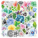 Craspire 50Pcs Waterproof PVC Plastic Stickers, Self Adhesive Picture Stickers, for Water Bottles, Laptop, Luggage, Cup, Computer, Mobile Phone, Skateboard, Guitar Stickers, Mixed Styles Flower Pattern, Mixed Color, 50~80mm
