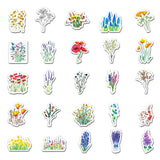 Craspire 50Pcs Mixed Styles Flower Pattern Waterproof PVC Plastic Stickers, Self Adhesive Picture Stickers, for Water Bottles, Laptop, Luggage, Cup, Computer, Mobile Phone, Skateboard, Guitar Stickers, Mixed Color, 55~85mm