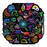 Craspire 50Pcs Waterproof Neon Style Stickers for Water Bottles, Laptop, Luggage, Cup, Computer, Mobile Phone, Skateboard, Guitar Stickers, Mixed Patterns, 25~60x60~85mm, 50pcs/set