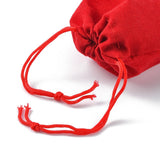 10 pc Velvet Cloth Drawstring Bags, Jewelry Bags, Christmas Party Wedding Candy Gift Bags, Red, 9x7cm