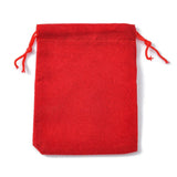 10 pc Velvet Cloth Drawstring Bags, Jewelry Bags, Christmas Party Wedding Candy Gift Bags, Red, 9x7cm