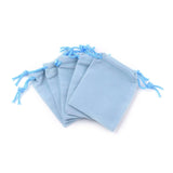 10 pc Velvet Cloth Drawstring Bags, Jewelry Bags, Christmas Party Wedding Candy Gift Bags, Light Sky Blue, 9x7cm
