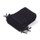 10 pc Velvet Cloth Drawstring Bags, Jewelry Bags, Christmas Party Wedding Candy Gift Bags, Black, 9x7cm