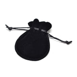 5 pc Velvet Bags Drawstring Jewelry Pouches, for Party Wedding Birthday Candy Pouches, Black, 16x13cm
