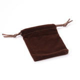 5 pc Rectangle Velours Jewelry Bags, Saddle Brown, 8.8x7cm