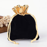 6 pc Rectangle Velvet Jewelry Bag, Black, 12x10cm