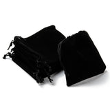 5 pc Rectangle Velvet Pouches, Candy Gift Bags Christmas Party Wedding Favors Bags, Black, 12x10cm