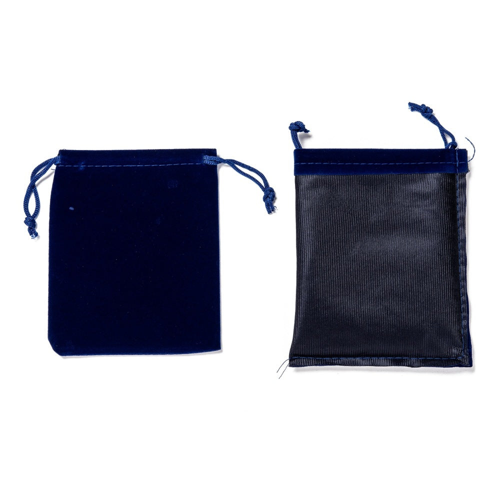 Craspire 10 pc Rectangle Velvet Pouches, Gift Bags, Dark Blue, 12x10cm