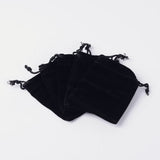5 pc Rectangle Velvet Pouches, Gift Bags, Black, 15x10cm