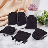 10 pc Rectangle Velvet Pouches, Candy Gift Bags Christmas Party Wedding Favors Bags, Black, 9x7cm