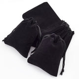 10 pc Rectangle Velvet Pouches, Candy Gift Bags Christmas Party Wedding Favors Bags, Black, 9x7cm