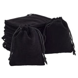 10 pc Rectangle Velvet Pouches, Candy Gift Bags Christmas Party Wedding Favors Bags, Black, 9x7cm