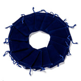 10 pc Rectangle Velvet Pouches, Gift Bags, Dark Blue, 9x7cm
