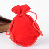 10 pc Gourd Velvet Bags, Red, 12x9cm