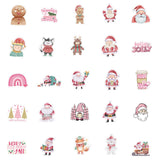 Craspire 50Pcs Christmas PVC Self Adhesive Stickers, Waterproof Decals for Water Bottle, Helmet, Luggage, Pink, 40~80mm