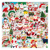 Craspire 100Pcs Christmas Santa Claus PVC Self Adhesive Stickers, Waterproof Decals for Water Bottle, Helmet, Luggage, Mixed Shapes, 50~80mm