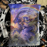 5 pc Cotton Velvet Packing Pouches, Drawstring Bags, Oil Painting Style, Rectangle with Constellation Pattern, Capricorn, 18x13cm
