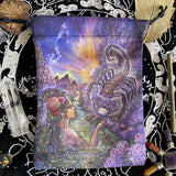5 pc Cotton Velvet Packing Pouches, Drawstring Bags, Oil Painting Style, Rectangle with Constellation Pattern, Scorpio, 18x13cm