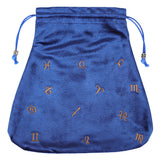 4 pc Velvet Packing Pouches, Drawstring Bags, Trapezoid with Constellation Pattern, Marine Blue, 21x21cm