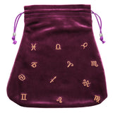 4 pc Velvet Packing Pouches, Drawstring Bags, Trapezoid with Constellation Pattern, Purple, 21x21cm