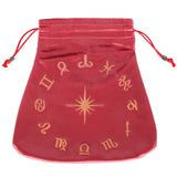 4 pc Velvet Packing Pouches, Drawstring Bags, Trapezoid with Constellation Pattern, Cerise, 21x21cm