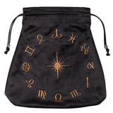 4 pc Velvet Packing Pouches, Drawstring Bags, Trapezoid with Constellation Pattern, Black, 21x21cm