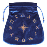 4 pc Velvet Packing Pouches, Drawstring Bags, Trapezoid with Constellation Pattern, Marine Blue, 21x21cm