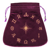 4 pc Velvet Packing Pouches, Drawstring Bags, Trapezoid with Constellation Pattern, Purple, 21x21cm