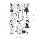 Craspire Custom PVC Plastic Clear Stamps, for DIY Scrapbooking, Photo Album Decorative, Cards Making, Witch Pattern, 160x110x3mm