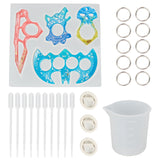 DIY Animal Self Defense Ring Molds Kits, incude Silicone Molds, Disposable Latex Finger Cots, Plastic Transfer Pipettes, 100ml Measuring Cup Silicone Glue Tools, Iron Split Key Rings, Mixed Color, 153x165x12mm, Inner Diameter: 117mm, 1pc - CRASPIRE
