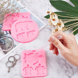 DIY Animal Theme Keychain Making Kits, with Pendant Silicone Molds, Resin Casting Molds, Iron Keychain Ring and Iron Jump Rings, Pink, 99~120x81~84x6~7mm - CRASPIRE