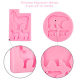 DIY Animal Theme Keychain Making Kits, with Pendant Silicone Molds, Resin Casting Molds, Iron Keychain Ring and Iron Jump Rings, Pink, 99~120x81~84x6~7mm - CRASPIRE