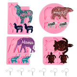 DIY Animal Theme Keychain Making Kits, with Pendant Silicone Molds, Resin Casting Molds, Iron Keychain Ring and Iron Jump Rings, Pink, 99~120x81~84x6~7mm