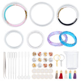 DIY Bangle Making Kits, with DIY Bangle Silicone Molds, Suede Tassels, Iron Split Key Rings, UV Gel Nail Art Tinfoi, 100ml Measuring Cup Plastic Tools, 101x10.5mm, Inner Diameter: 77mm, 1pc/set - CRASPIRE