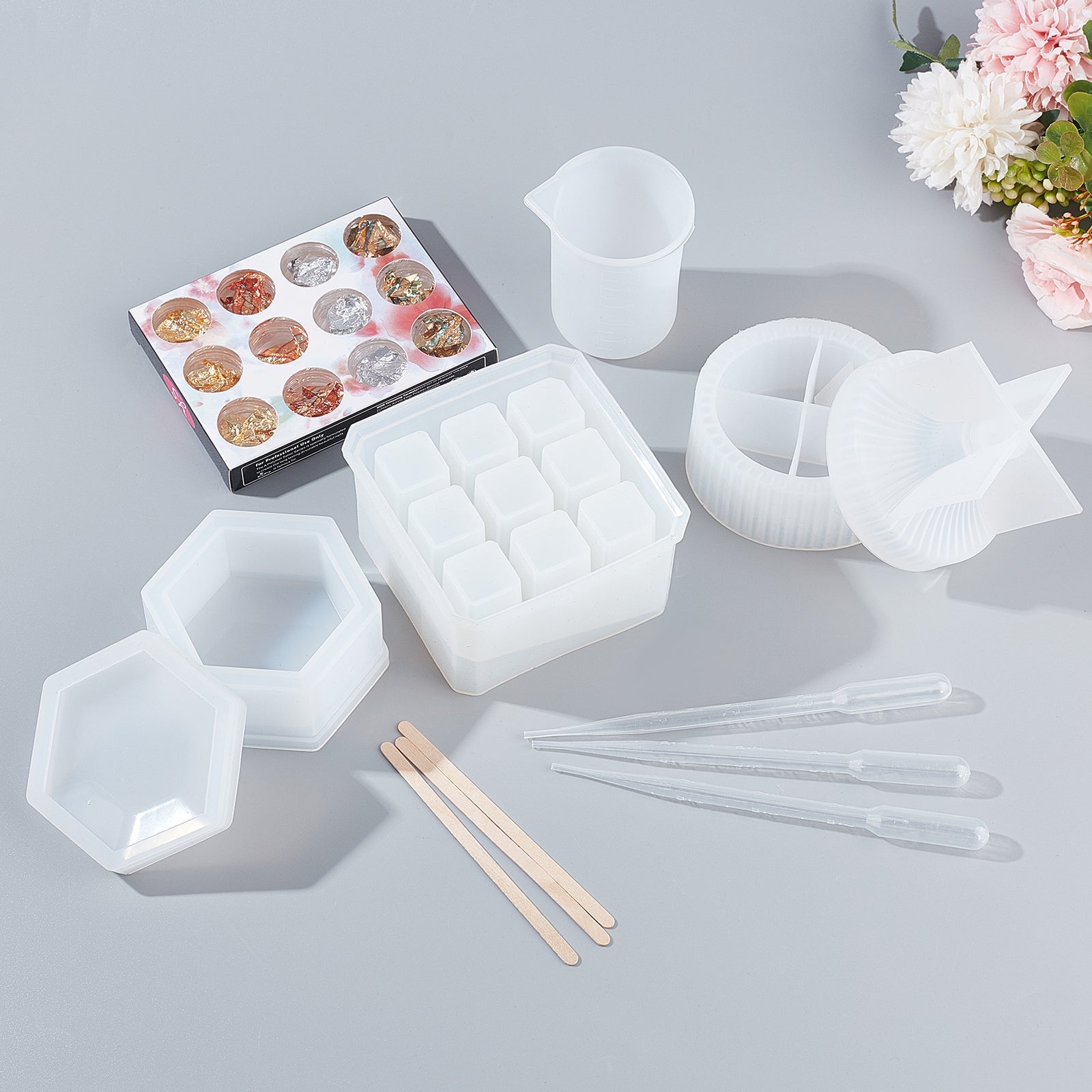 Epoxy Resin Tools Kits Disposable Plastic Transfer Pipettes Siliocne  Measuring Cup Set for UV Epoxy Resin Crafts Jewelry Making