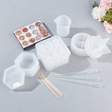 DIY Beauty Makeup Storage Box Epoxy Resin Crafts Kits, with Silicone Storage Box Molds, UV Gel Nail Art Tinfoil, Plastic Measuring Cups & Transfer Pipettes, PVC Gloves, Wooden Sticks, White, 82x60mm, 82x38mm, 2pcs/set - CRASPIRE