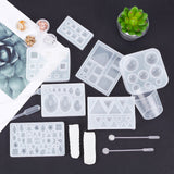 DIY Cabochons Makins, with Silicone Molds, Tinfoil, Plastic Measuring Cup & Stirring Rod & Pipettes, Latex Finger Cots, Mixed Color, 66x40x8mm - CRASPIRE