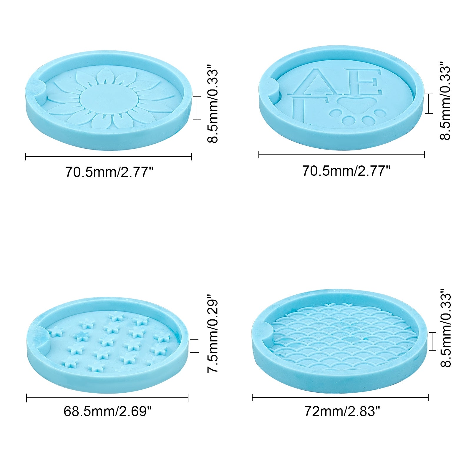 DIY Car Coaster Silicone Molds Kits, Zinc Alloy Cabochons, Stirring Rod, 100ml Measuring Cup Silicone Glue Tools, Disposable Latex Finger Cots, Mixed Color, 72x8.5mm, Inner Size: 60x64.5mm, 1pc - CRASPIRE