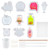 DIY Decorations Makings, with Silicone Quicksand Molds & Measuring Cup, Disposable Plastic Transfer Pipettes & Latex Finger Cots, Wooden Craft Sticks, Mixed Color, Molds: 10pcs/set - CRASPIRE