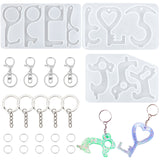 DIY Door Opener Molds Making Kits, with Silicone Molds, Iron Split Key Rings &  Open Jump Rings, Iron Alloy Lobster Claw Clasp Keychain, White, 37pcs/set
